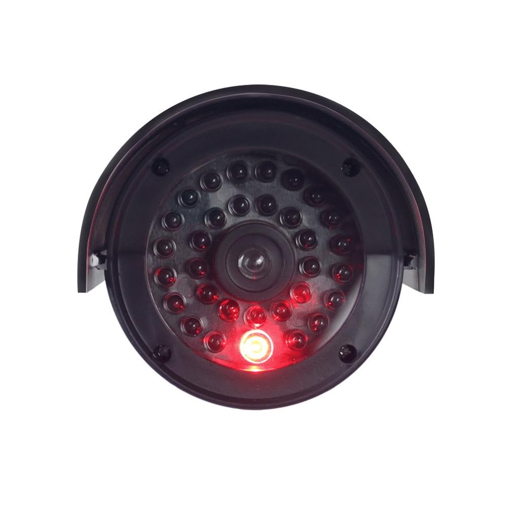 2 cámaras de simulación a prueba de agua con forma de bala, color negro, cámara de seguridad de simulación con luz LED roja intermitente para vigilancia al aire libre (negra)
