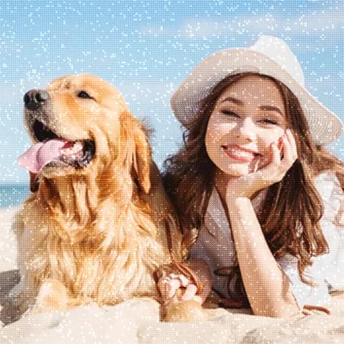 Diamond Painting Personalizado Foto, Cuadro Diamantes personalizado 5D DIY Diamond Aart, Kit Completo Pintura de Diamante Manualidades para Casa Decoración, 40x50cm