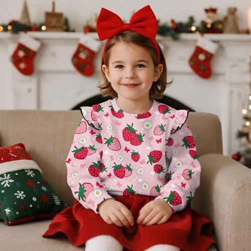 Girls Soft Stretchy Long Sleeve Shirts Ruffle Round Neck Cute Tops Daily Casual Outfits Stylish Tops for Children3