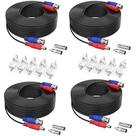 SANNCE 4 Pack Special Design 30M / 100 Feet BNC Video Power Cable For HD CCTV Camera DVR Security System (Black) Cover