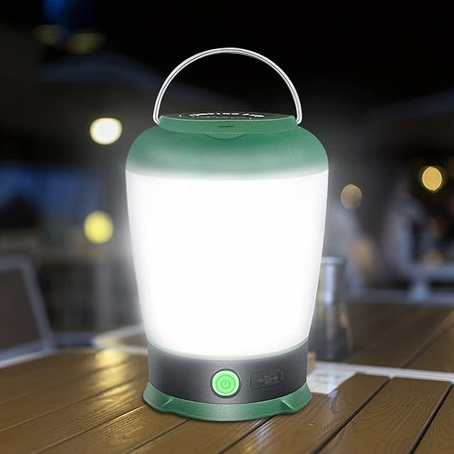 LETOUR LT-CL001 LED Camping Lamp Dimmable Search Light USB Rechargeable Camping Lamp 6 Modes Work Light Outdoor Waterproof Tent Light for Hiking, Travel, Power Failure, Fishing, Green