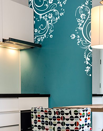 Vinilo decorativo de pared con diseño floral blanco 100 in x 29 in miniatura 6