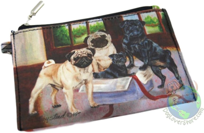 Animal Zippered Pouches with Ruth Maystead Design (Pug)