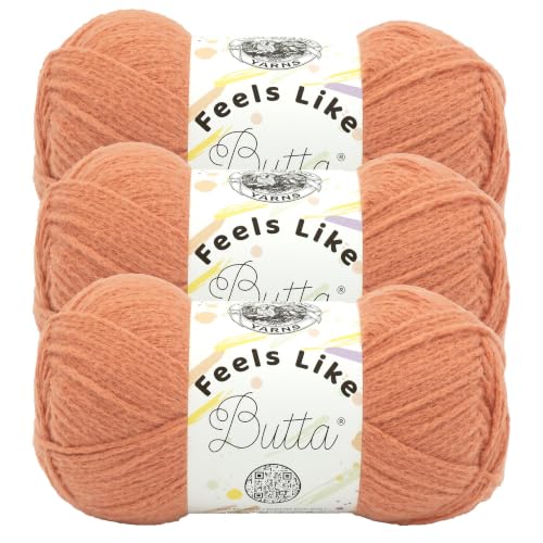 Image of Lion Brand Yarn, Feels Like Butta Soft Crochet Yarn, Sunset, Orange, 3 Pack