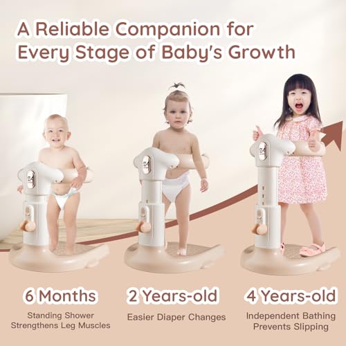 Image of Baby Shower Stand 2025 Upgraded, Ergonomic Baby Standing Bath Support, Freely Adjustable Toddler Shower Stand, Anti-Slip Baby Bath Stand Toddler Bathtub for Shower, Ideal Gifts for Infants
