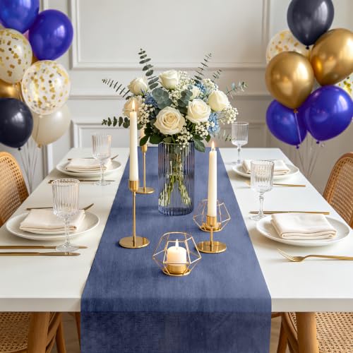 Siumir Tischläufer 30 cm x 25 m Tischband - Maritime Tischdeko für Strandparty Taufe & Hochzeit (Nachtblau)