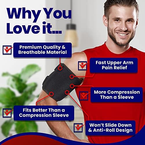 Bicep Tendonitis Brace Compression Sleeve - Triceps & Biceps Muscle Support For Upper Arm Tendonitis Pain Relief Or Bicep Strains (Bicep 11 to 16")