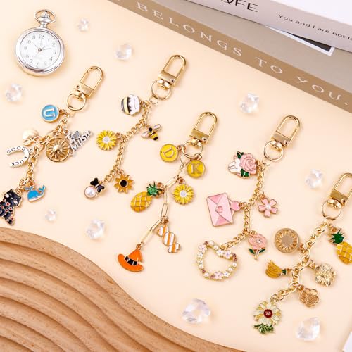 Image of Wurosi 24 Set Lip Gloss Keychain Making Kit, Gold Keychain Clips Hooks with Extender Chain, Cellophane Bags, Thank You Cards, 5M Hemp Rope, for DIY Key Chain Making Crafts, Christmas Gifts