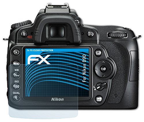 atFoliX Screen Protection Film compatible with Nikon D90 Screen Protector, ultra-clear FX Protective Film (Set of 3)