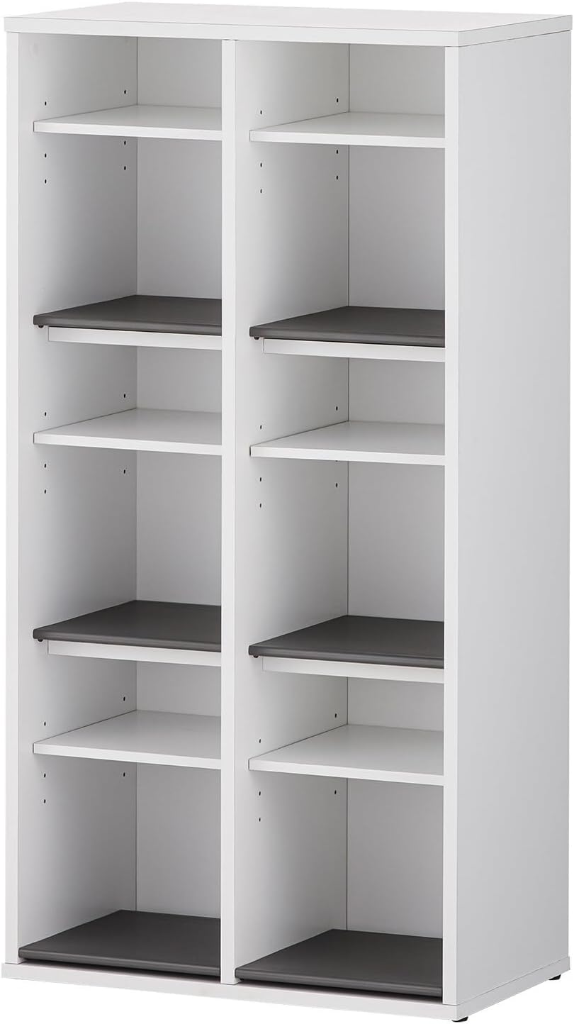 オフィスコム 法人様向け スリッパシューズラック 靴箱 樹脂棚・中棚付 2列3段 6人用 幅607×奥行350×高さ1190mm ホ