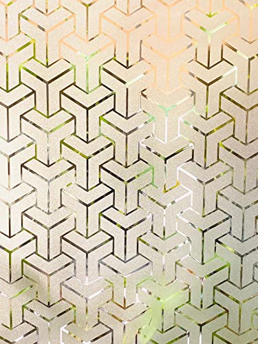 Image of HOME13 Frosted T Leaf Window Film Decorative Static Cling Window Film Window Clings Privacy Non-Adhesive T Leaf Frosted Glass Film for Living Home (Vinyl, 24x150)