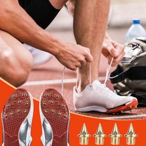 XIHIRCD 100 Pièces Pointes de Course Acier Inoxydable 0,635 cm Pointe Athlétisme Sprint avec 1 Clé à Pointes Fournitures de Rechange pour le Sport et le Cross-Country Or – vue 5