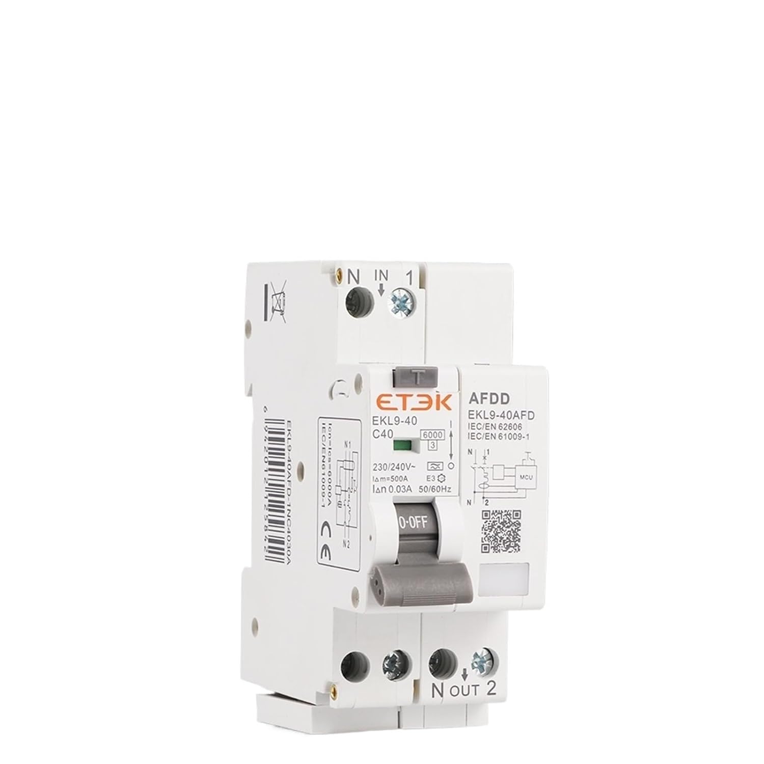 Overload Earth Leakage Short Circuit Protection AFDD 2P 30mA 32A 40A Arc Fault Protector Device Circuit Breaker EKL9 AFDD(32A)