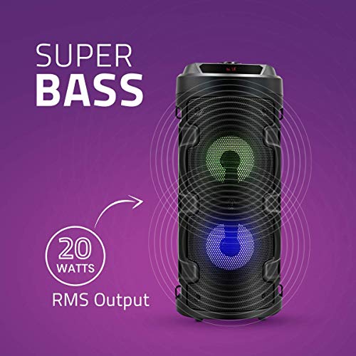 Image of AUSHA Wireless Bluetooth Super Bass Portable Party Speaker with RGB Lights, Wireless Mic, Remote Control, FM Radio & Aux in /USB /TF Card Reader Input