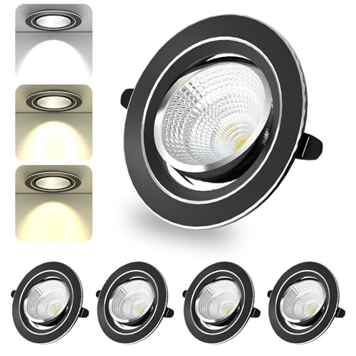 BOSITE 4 Faretti Led Incasso per Cartongesso, 6W Downlight LED, Spot LED Orientabili, Luci da Soffitto Interno, Foro Φ75-85mm, Rotondo Métal, Per Cartongesso, Camera da letto, bagno, soggiorno