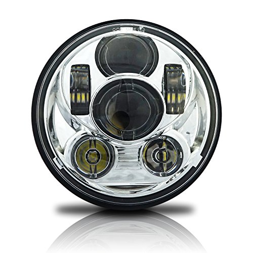 Genssi 5 Inch Led Headlight Lamp 5 3/4 Inch Round Dot Chrome H5006 H5001 #TOP7