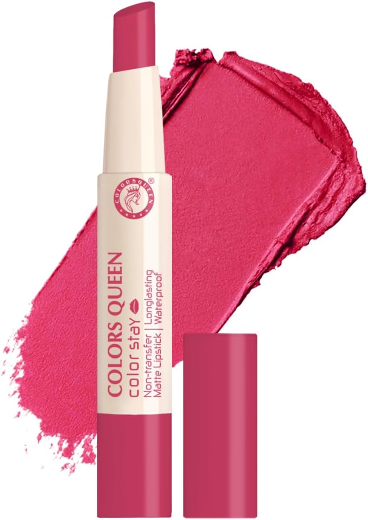 Colors Queen Color Stay Matte Lipstick | Highly Pigmented with Smooth One Swipe Application | Ultra Matte Finish | Smudge Proof & Waterproof | Long Lasting Lipstick for Women (20 - Rose Sunday, 2.1g)