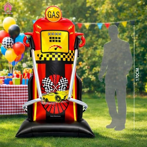 Image of Party Warehouse Racing Car Gas Standee Balloon for Kids Birthday Party Decoration|Large (XL) size Self Standing Foil Balloon| Car Theme & Birthday party supplies|Boys Birthday, Racing Theme Decoration