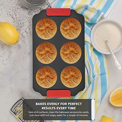 Zuvo Non-Stick 6-Cup Muffin Pan with Silicone Handles - Dishwasher Safe - Image 3