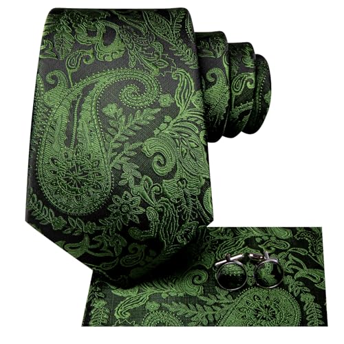 Image of Hi-Tie Mens 70inches Tie Set Extra Long Necktie for Men Cufflinks Handkerchief Big Tall Men Business Wedding