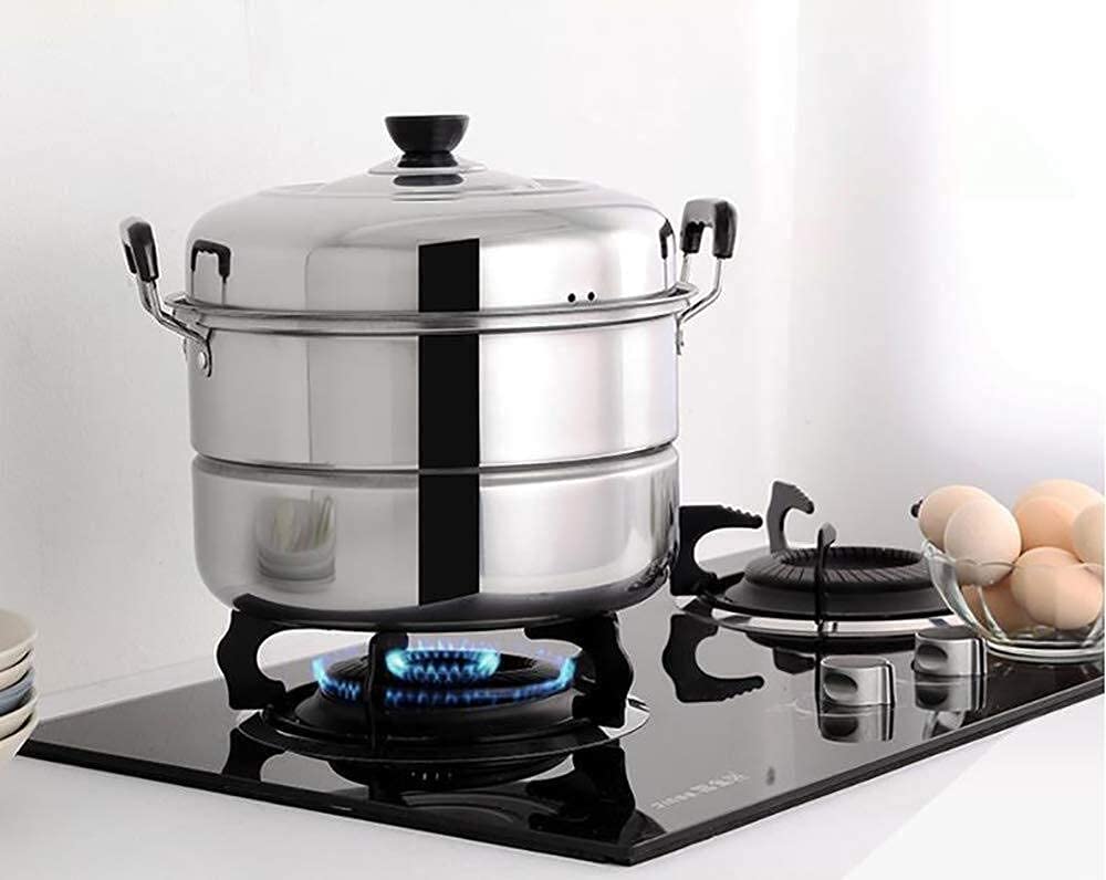 NOVSKI 28/30CM Edelstahl-Dampftopf-Set Mit Deckel, Dampfgartopf, Dampffischtopf, Großer Kommerzieller Suppentopf, Induktionskochfeld Gas Universal Suppentopf-28cm