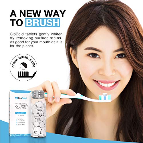 Globoid Toothpaste Tablets With Fluoride, Zero Waste Toothpaste Bits, Eco Friendly & Plastic Free Toothpaste Tabs, Toothpaste Bites Perfect For Travel - 1 Month Supply - Natural Mint #TOP4