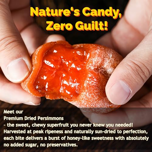 Whole Dried Persimmons, 14.11oz Soft and Chewy Persimmon Fruit, No Sugar Added Dehydrated Unsweetened Driedfruit Gift Box, Traditional Handmade for Snacking & Baking.