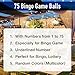 Japard 75 Pcs Numbered Bingo Balls, Only 1.57 inches Colorful Table Tennis Ball Set for Standard Cages and Boards, Easy Read, Perfect for Parties, Prize Raffles