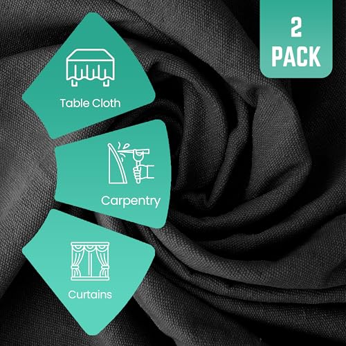 ZUPERIA Black Drop Cloth (4 x 15 Feet - Pack of 2) - Pure Canvas Drop Cloth for Painting, Curtains & Floor Protection Washable & Reusable Tightly Woven Paint Cover for Multipurpose use - Thumbnail 2