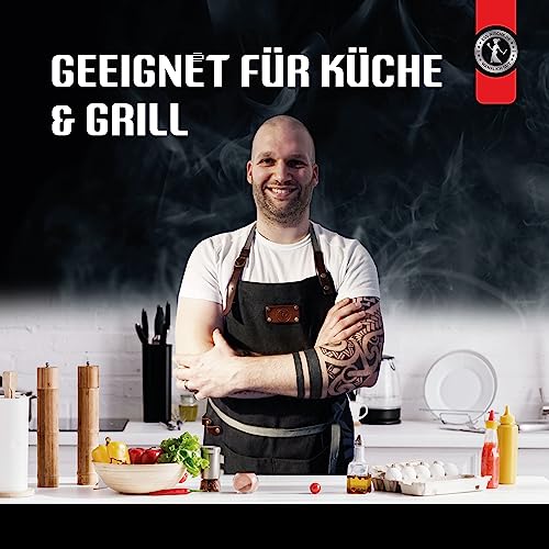 Ess-Nische® Kochschürze Grillschürze für Männer und Frauen - Küchenschürze für Herren - Ideal als Geschenk für Männer, Oma oder Opa - Denim Schürze Damen extra lang - anthrazit