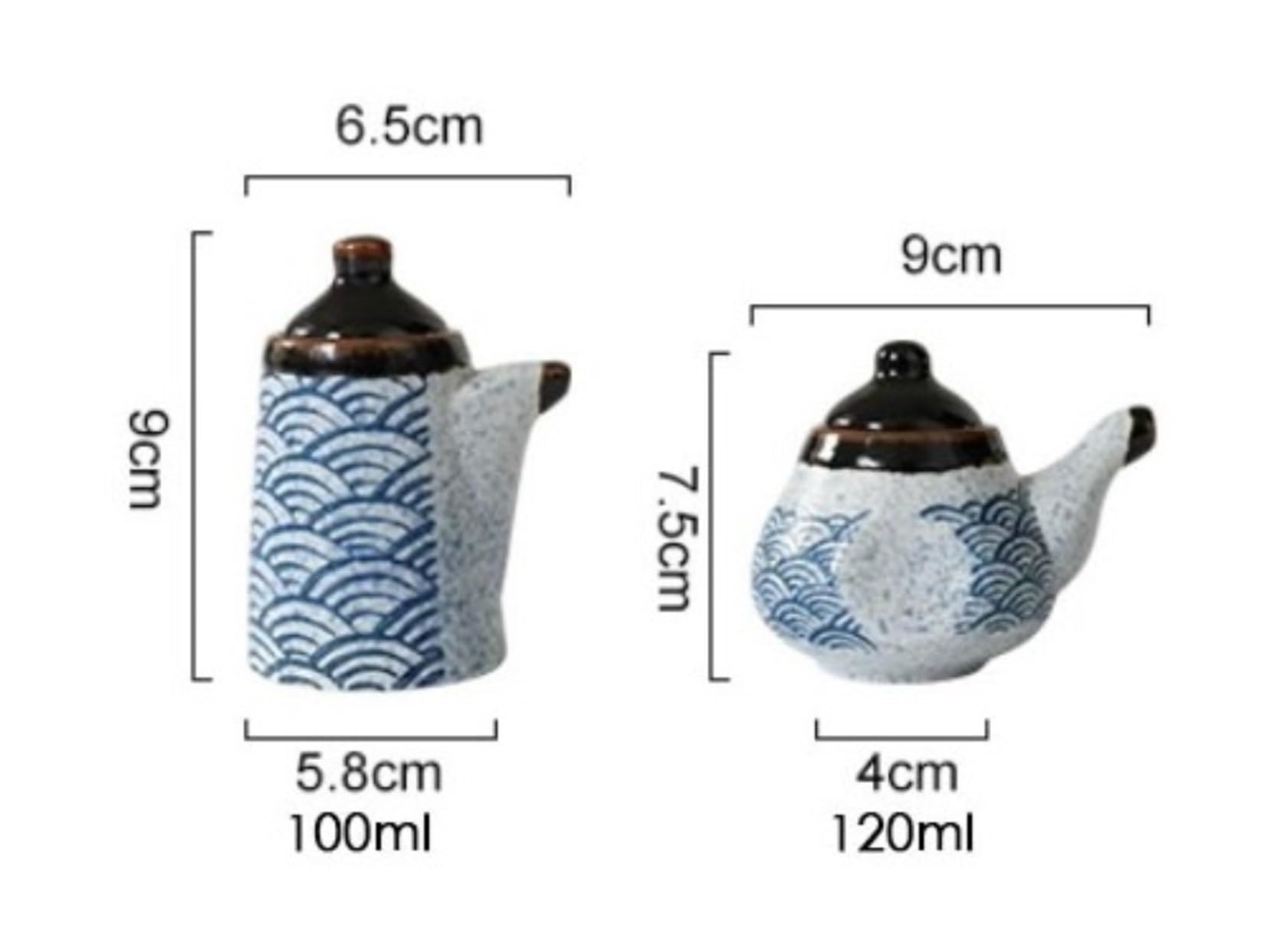 Set Olio e aceto Dispenser for Olio e aceto, Bottiglia in Ceramica for Salsa di soia,/ampolla for Salsa di soia/aceto, Dispenser for condimenti liquidi Oliera(4 * 7.5 * 4.5cm)
