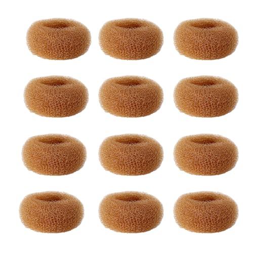 SQULIGT 12 Pcs Small Hair Bun Maker, Small Hair Donut Set for Kids Girls Women, Hair Donut Bun Maker Tool for Short and Thin Hair Crown Shapers Accessories (Size S/ 2.3 Inch, Light Brown)
