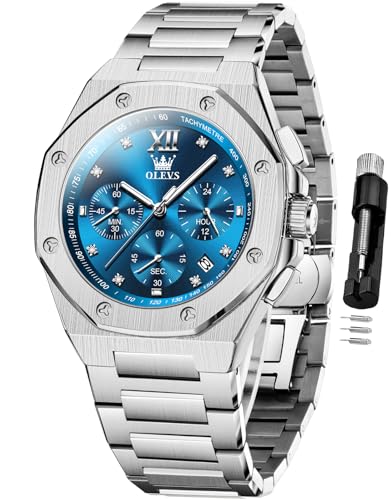 Image of OLEVS Watches for Men Luxury Fashion Large Dial Male Watches Analog Quartz Stainless Steel Waterproof Business Dress Men's Wrist Watch