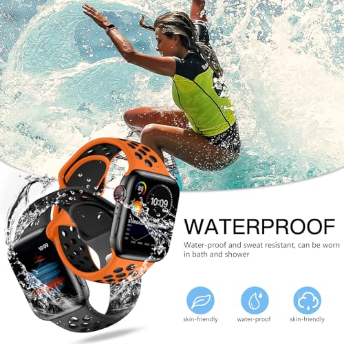 Image of Adorve 4 Pack Sport Bands for Apple Watch 49mm 41mm 40mm 38mm 45mm 44mm 42mm for Women Men, Durable Breathable Soft Silicone Replacement Wrist Strap for iWatch Ultra SE Series 8 7 6 5 4 3 2 1, S /M M /L