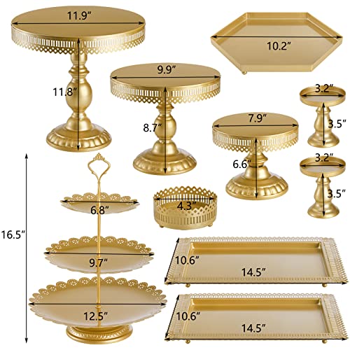 Hedume Set of 10 Cake Stand, Metal Cupcake Stand Set with Multiple Combination Styles, Dessert Plate Cake Serving Tray Candy Fruit Display Tower for Wedding, Birthday Party, Baby Shower, Anniversary by Hedume - Image 4
