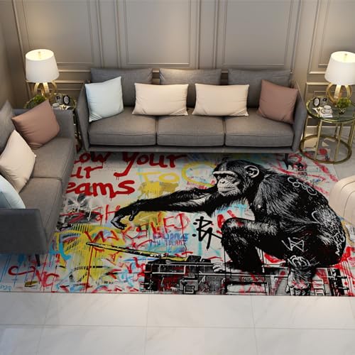 Tapis graffiti multicolore doux grand format pour chambre à coucher - 2