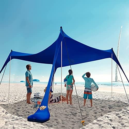 HARBLAND Beach Tent Sun Shelter with Sand Shovel Tent Stakes&Stability Poles Beach Canopy Sun Shade UPF50+ for Camping Trips Fishing Backyard Fun Picnics (10X10 ft)