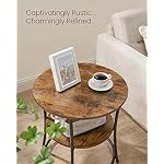 VASAGLE Side Table, Round End Table with 2 Storage Shelves for Living Room, Bedroom, Nightstand with Steel Frame for Small Spaces, Accent Coffee Table, Rustic Brown and Ink Black - Image 4
