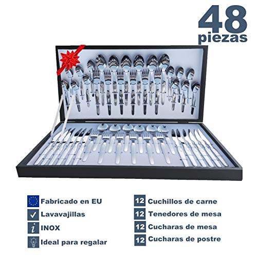 Juego 48 Piezas Cubertería De Luxe Estuche Regalo con Cuchillo Carne