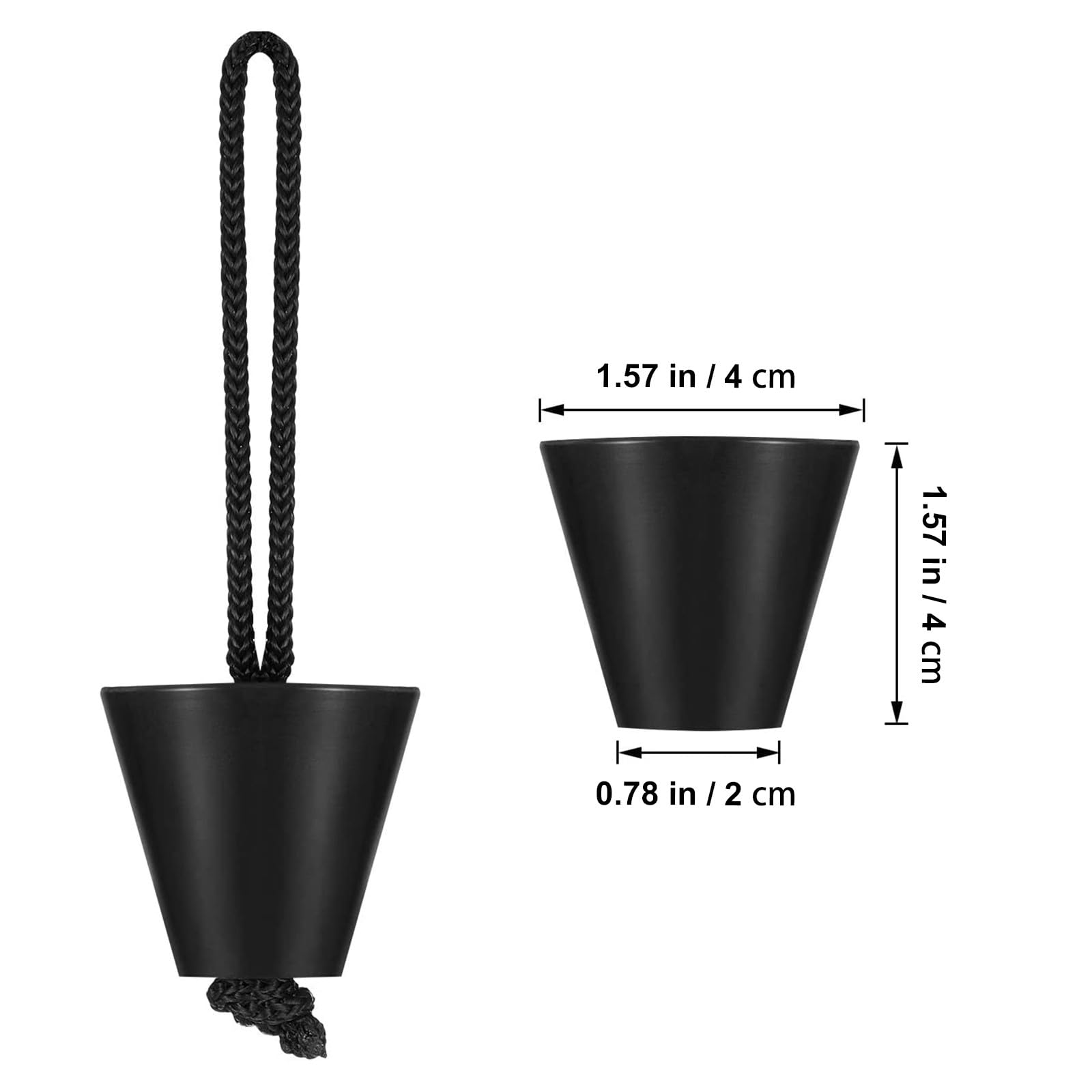 CALLARON 6 Stück Silikon Bootsstopper für Kajak und Kanu Tragbar mit Lanyard Universeller Gewindestopfen in Schwarz für Wassersport Zubehör