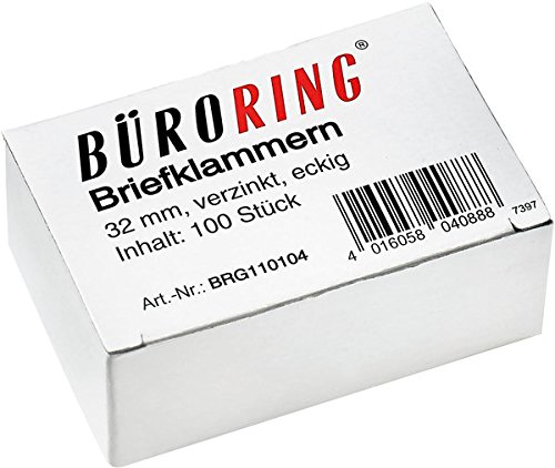 Preisvergleich Produktbild Büroring Briefklammern 32mm / 100 32mm verzinkt spitz-eckig