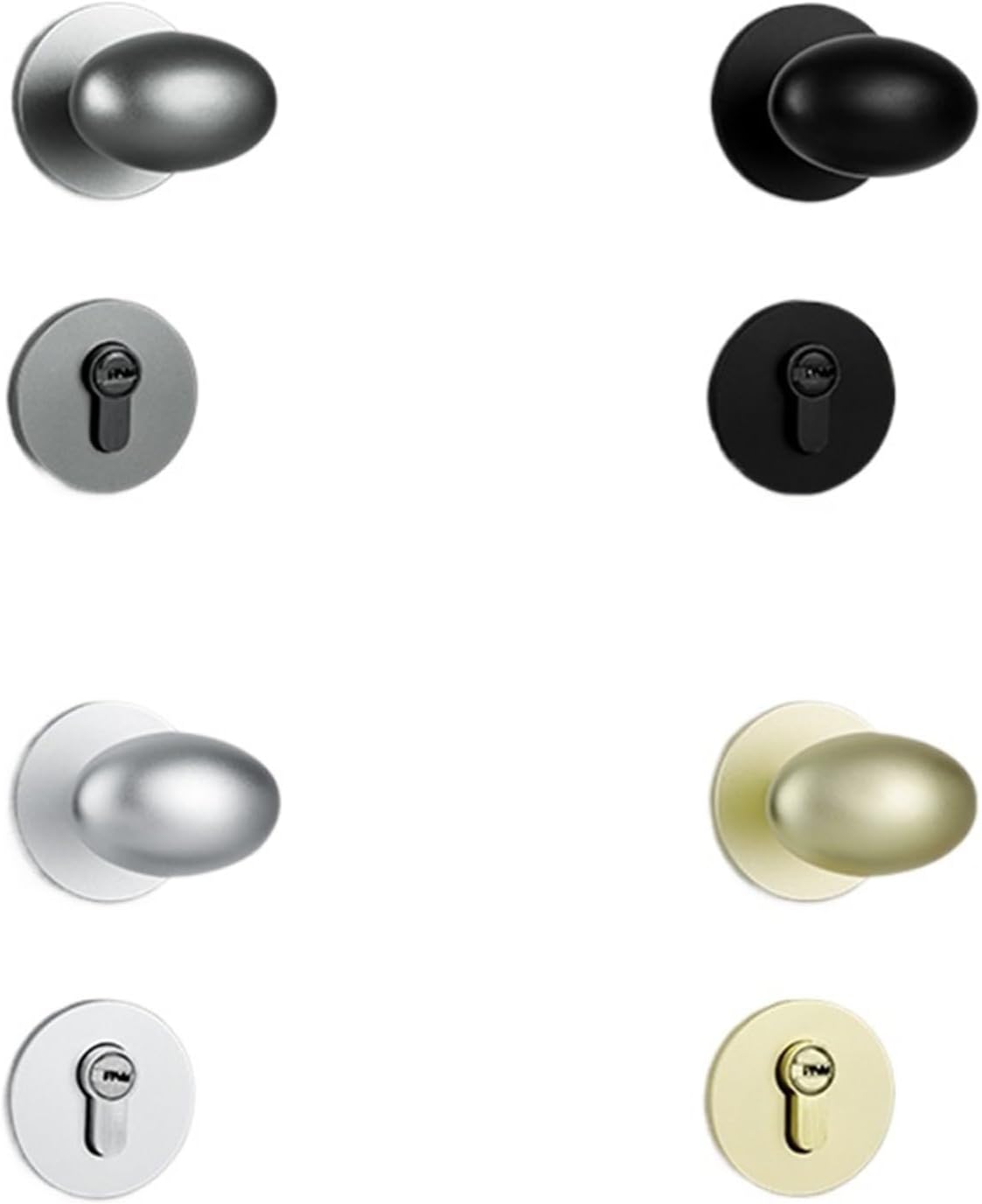 Duck Egg Spherical Indoor Bedroom Wooden Door Silent Handle Lockv 1Pcs(O)