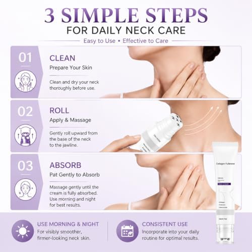 Magic Collagen Fullerene Neck Cream with Roller,Tighte &Lift Firming,2 Pack - 4