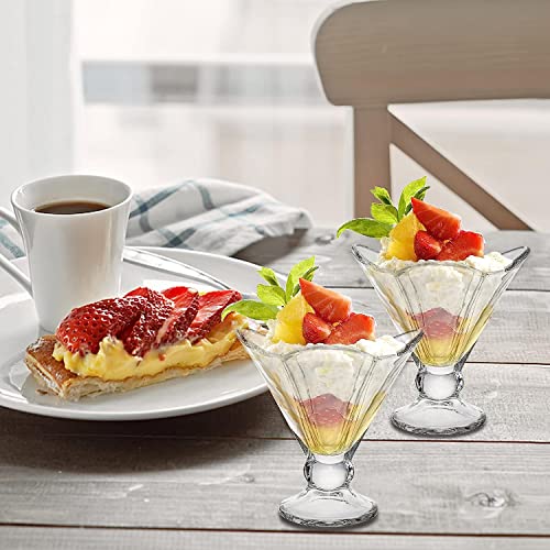Image of MARTVIA 300ML Ice Cream Glasses Cups Dishes for Desserts, Milkshake,Fruit and Pudding Glass Serving Bowls, Perfect for Home, Restaurants and Parties Dishwasher Safe (Lotus Cups, Set of 4)