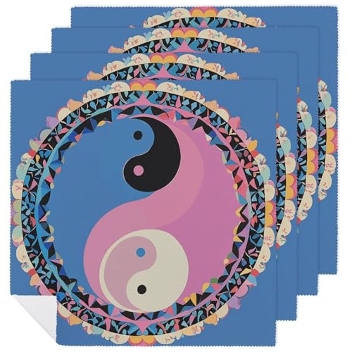 Servilletas de Tela con Patrón Yin Yang 4 Piezas miniatura 1