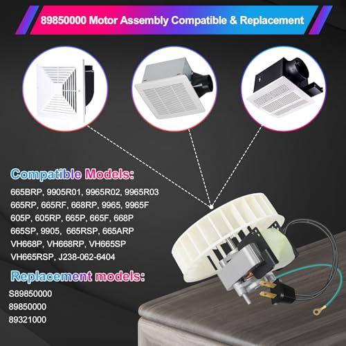 89850000 S89850000 Replacement Bathroom Exhaust Fan Motor & Blower Wheel - Fits 665RP, 668RP, 9965, 605P, 605RP, 665P, 668P, 9905, VH668P, 665RSP, J238-062-6404 - Quiet, Powerful, Easy to Install by LEZYWONE - Image 3