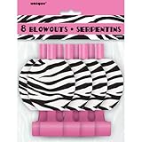 Zebra Print Party Blowers, 8ct