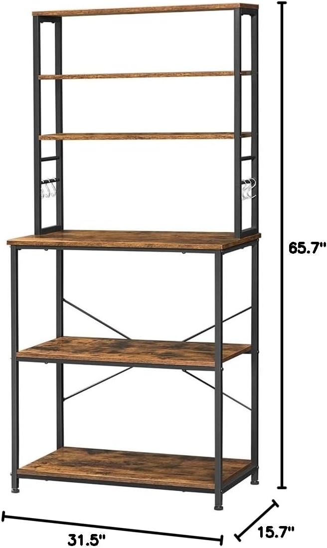 Farmhouse 6 Tier Industrial Utility Kitchen Bakers Rack Microwave Stand