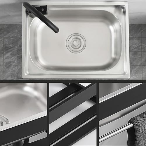 Évier de cuisine mural en acier inoxydable durable avec robinetterie complète