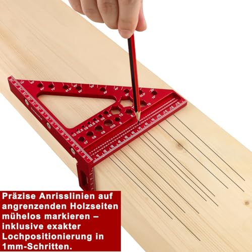 3D-Gehrungswinkel,Präzisions Messwerkzeug für Holzbearbeitung, Multifunktionaler Winkelmesser, 15-90 Grad, Aluminiumlegierung, Holzbearbeitungslineal für Tischler & Ingenieure